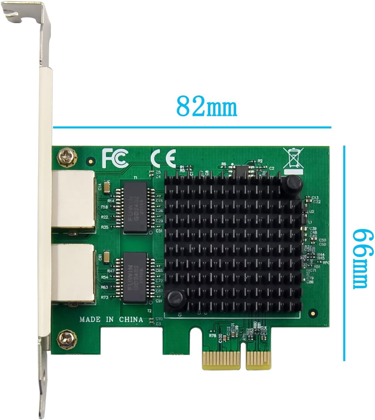 Dual PCIe 3.1 2.5GBase-T Network Adapter with Intel I225-V 2500/1000/100Mbps PCI Express Gigabit Ethernet NIC Card RJ45 LAN Controller for Windows 10/11 with Low Profile Bracket