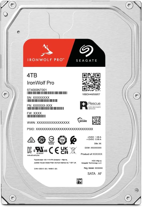 Seagate IronWolf Pro (4TB up to 24TB) Enterprise NAS Internal HDD –CMR 3.5 Inch, SATA 6 Gb/s, 7,200 RPM, 256MB or 512MB Cache for RAID Network Attached Storage