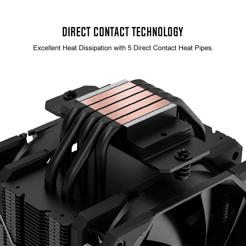ID-COOLING SE-225-XT BLACK V2 CPU Cooler 5 Heatpipes CPU Air Cooler 2x120mm Push-Pull PWM Fans CPU Fan for Intel/AMD, LGA 1700 Compatible