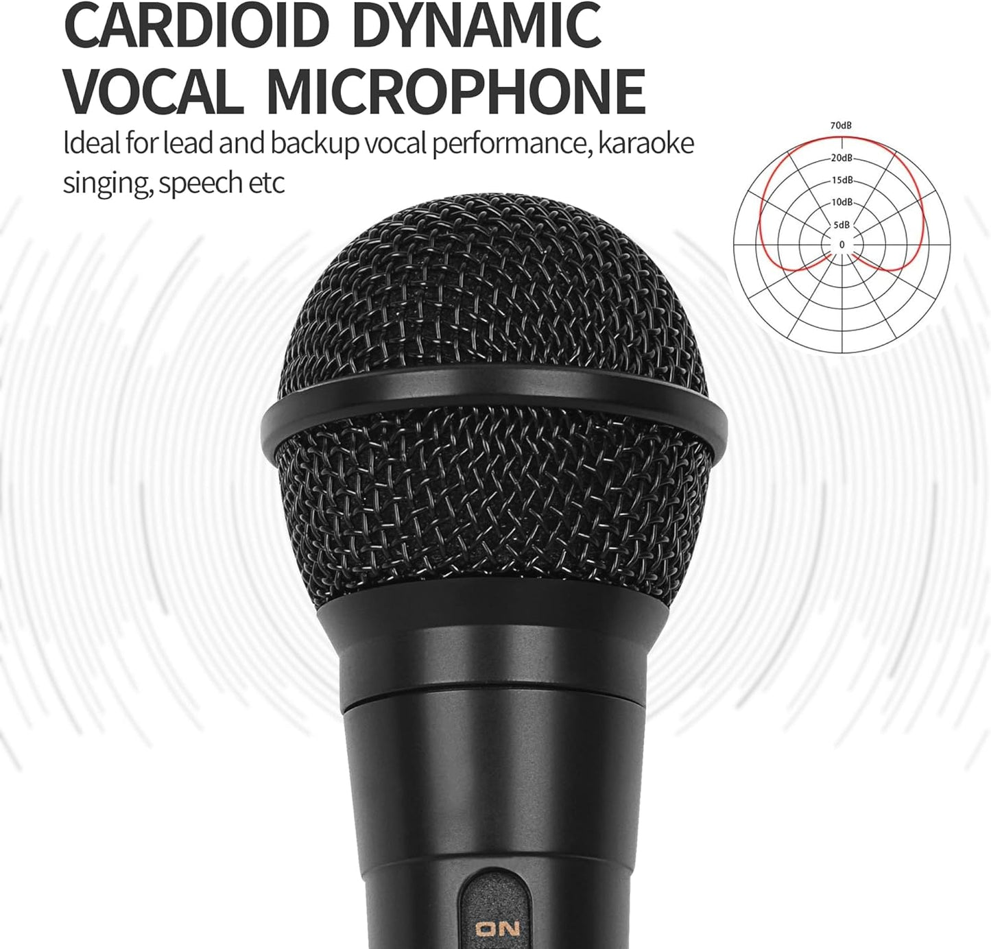 Marengo Handheld Wired Microphone, Cardioid Dynamic Vocal Mic with 13ft Cable and ON/Off Switch, Ideally Suited for Speakers, Karaoke Singing Machine, Amp, Mixer
