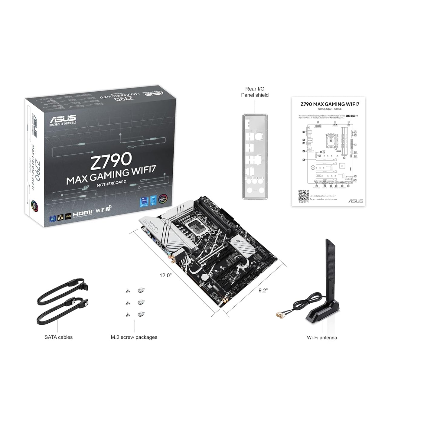 ASUS Z790 MAX Gaming WIFI7 Intel Z790 (LGA 1700) ATX Motherboard with PCIe 5.0, Three M.2 Slots, 14+1 DrMOS, DDR5, WiFi 7, Realtek 1Gb LAN, HDMI, USB 20Gbps Type-C®, Thunderbolt™ (USB4®), Aura Sync