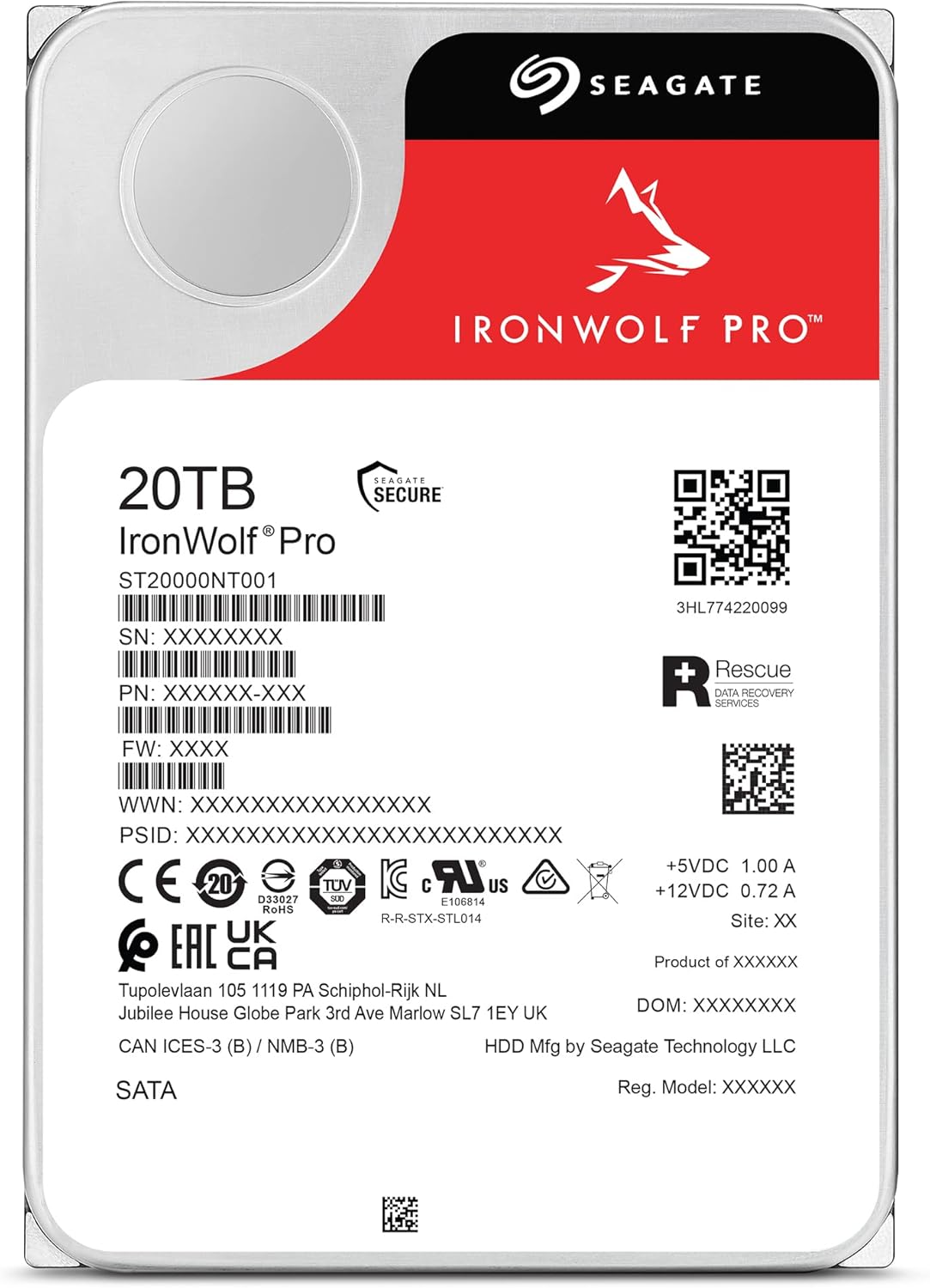 Seagate IronWolf Pro (4TB up to 24TB) Enterprise NAS Internal HDD –CMR 3.5 Inch, SATA 6 Gb/s, 7,200 RPM, 256MB or 512MB Cache for RAID Network Attached Storage