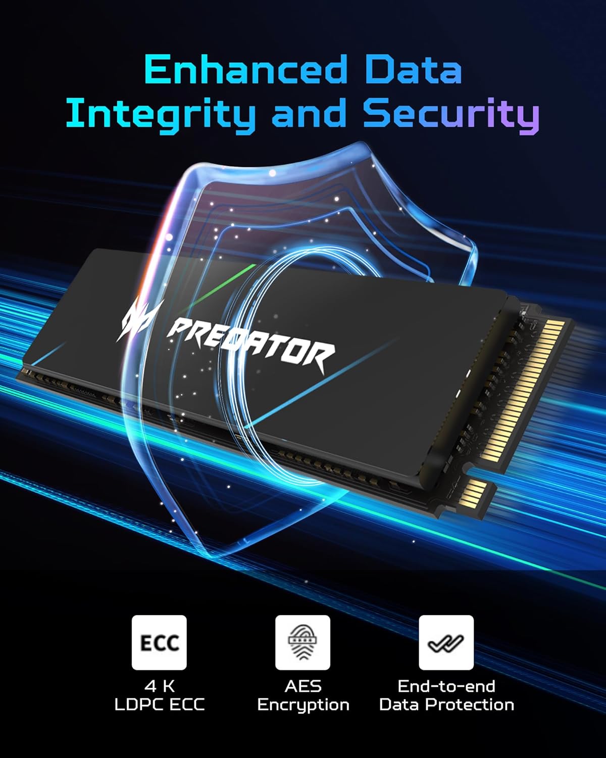 Predator M.2 SSD (500GB/1TB/2TB) GM7000 with DRAM Cache NVMe 1.4 2280 PCIe Gen4×4 Ultra high Speed (Maximum Read: 7400MB/s, max Write: 6700MB/s) 3D NAND TLC Internal SSD Compatible with PS5 Pro