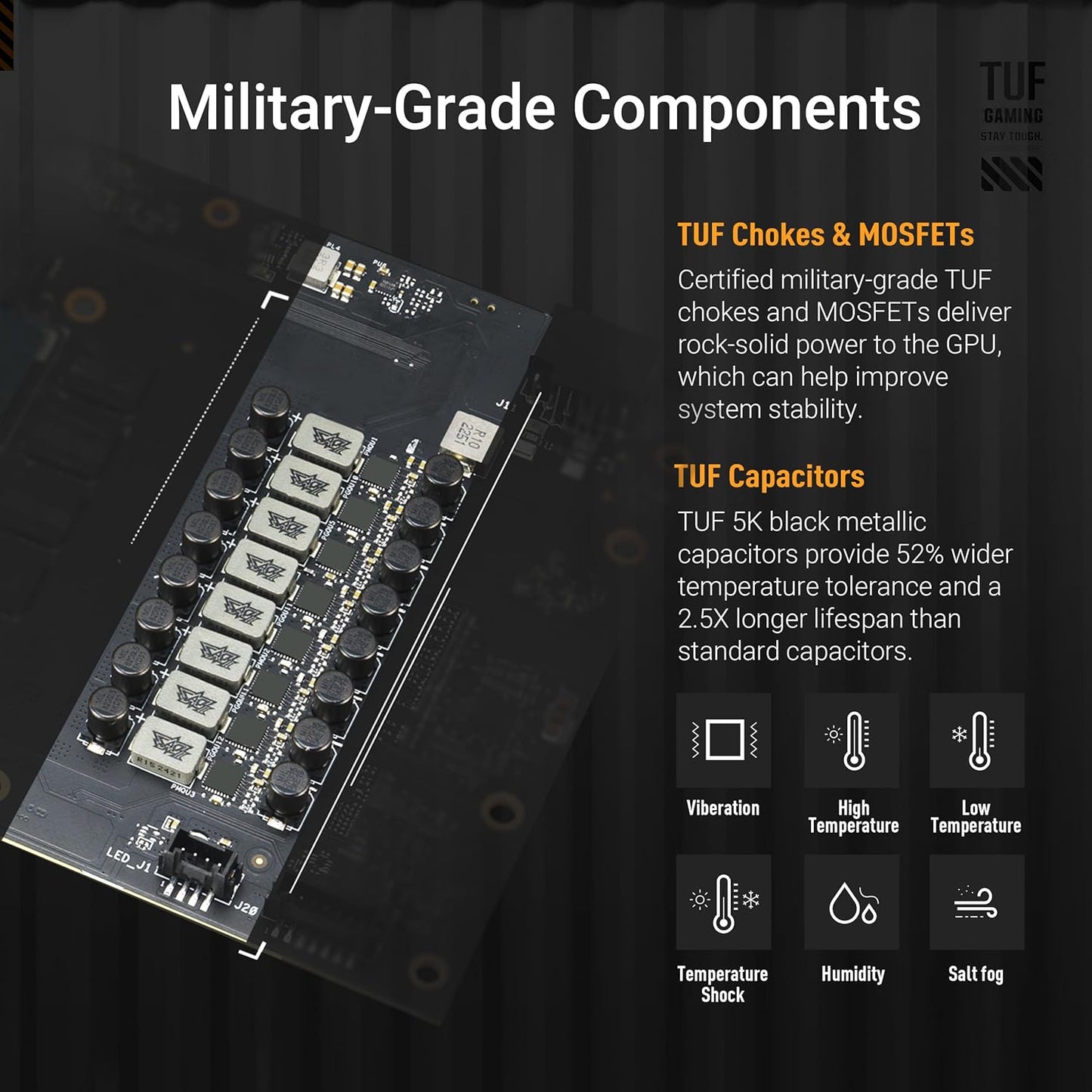 ASUS TUF Gaming GeForce RTX ™ 5080 16GB GDDR7 OC Edition Gaming Graphics Card (PCIe® 5.0, HDMI®/DP 2.1, 3.6-Slot, Military-Grade Components, Protective PCB Coating, axial-tech Fans, Vapor Chamber)