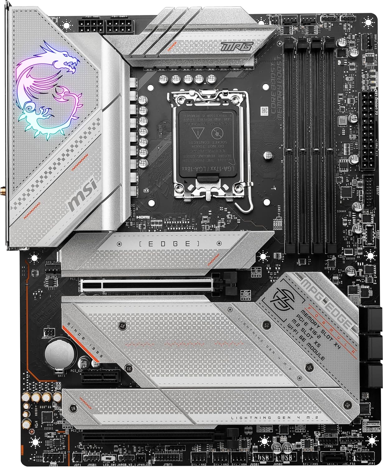 MSI MPG Z790 Edge WiFi Gaming Motherboard (Supports 12th/13th/14th Gen Intel Processors, LGA 1700, DDR5, PCIe 5.0, M.2, 2.5Gbps LAN, USB 3.2 Gen2, Wi-Fi 6E, Bluetooth 5.3, ATX)