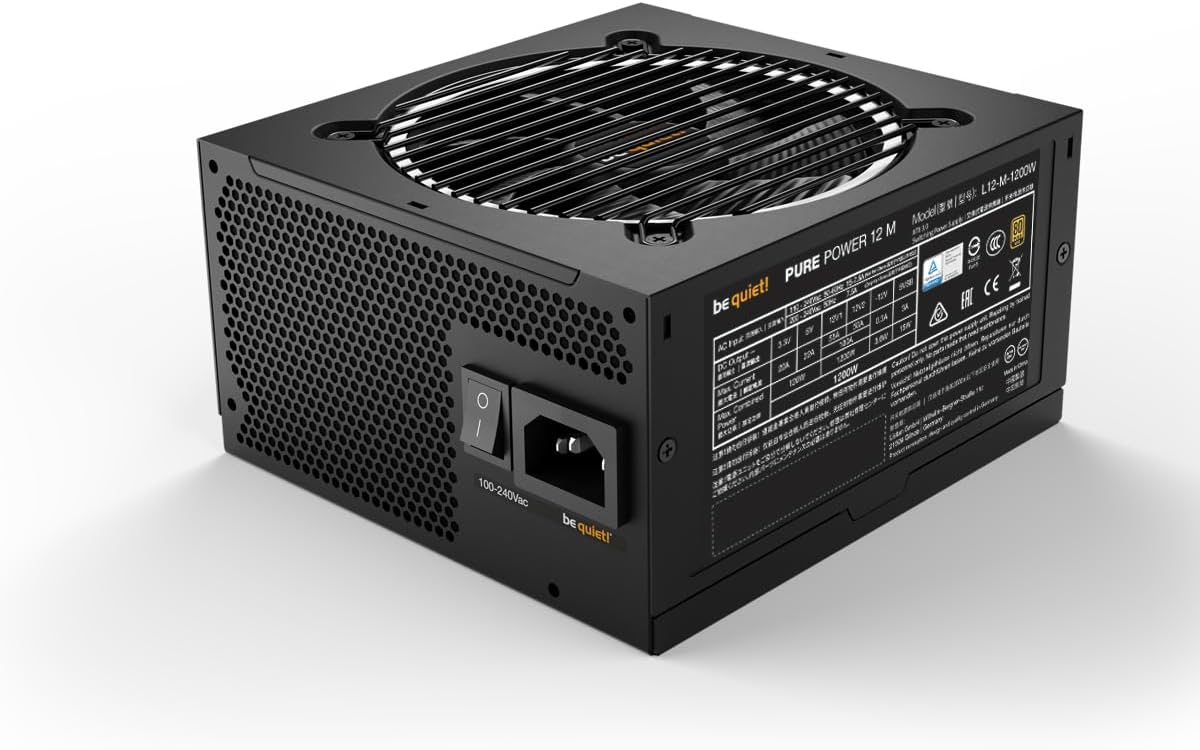 be quiet! BN513 Pure Power 12 M 1200W Modular Quiet Power Supply | 80 Plus Gold | ATX 3.1 | for PCIe 5.0 GPUs and GPUs with 6+2 pin connectors | Silent 120mm Fan | BN513