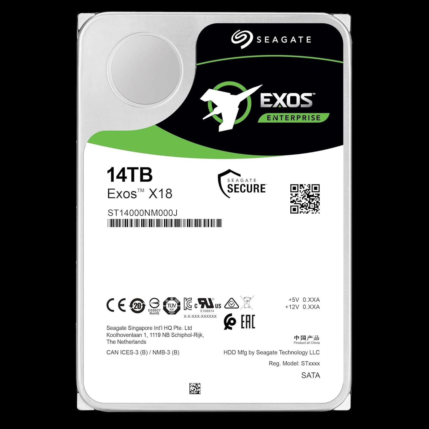 Seagate Exos X18 (14TB/16TB/18TB) Enterprise HDD - CMR 3.5 Inch Hyperscale SATA 6Gb/s, 7200 RPM, 512e and 4Kn FastFormat, Low Latency with Enhanced Caching