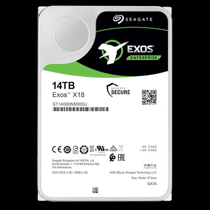 Seagate Exos X18 (14TB/16TB/18TB) Enterprise HDD - CMR 3.5 Inch Hyperscale SATA 6Gb/s, 7200 RPM, 512e and 4Kn FastFormat, Low Latency with Enhanced Caching