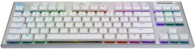 Logitech G915 TKL Tenkeyless Lightspeed Wireless RGB Mechanical Gaming Keyboard, Low Profile Switch Options, Lightsync RGB, Advanced Wireless and Bluetooth Support - Tactile, White