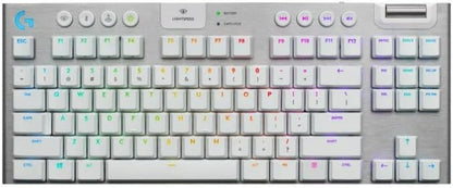Logitech G915 TKL Tenkeyless Lightspeed Wireless RGB Mechanical Gaming Keyboard, Low Profile Switch Options, Lightsync RGB, Advanced Wireless and Bluetooth Support - Tactile, White