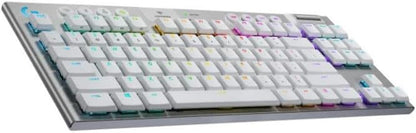 Logitech G915 TKL Tenkeyless Lightspeed Wireless RGB Mechanical Gaming Keyboard, Low Profile Switch Options, Lightsync RGB, Advanced Wireless and Bluetooth Support - Tactile, White