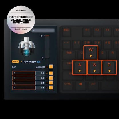 SteelSeries Apex Pro TKL Gen 3 White OmniPoint 3.0 Switches — Adjustable Actuation — Rapid Trigger — Game-Ready Presets — Protection Mode — Rapid Tap/SOCD — OLED — RGB — PBT Keycaps — USB-C
