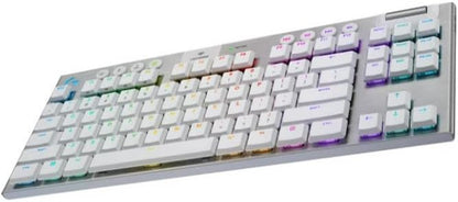 Logitech G915 TKL Tenkeyless Lightspeed Wireless RGB Mechanical Gaming Keyboard, Low Profile Switch Options, Lightsync RGB, Advanced Wireless and Bluetooth Support - Tactile, White