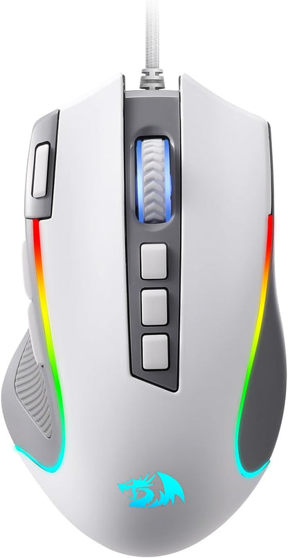 Redragon M612 Predator RGB Gaming Mouse, 8000 DPI Wired Optical Mouse with 11 Programmable Buttons & 5 Backlit Modes, Software Supports DIY Keybinds Rapid Fire Button