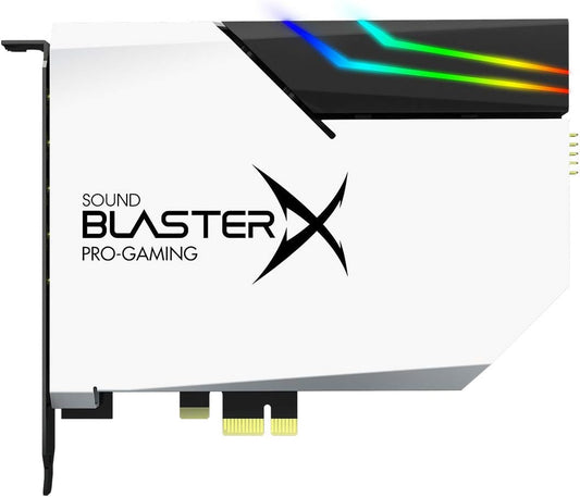 CREATIVE Sound BlasterX AE-5 Plus Pure Edition SABRE32 Ultra-Class 32-bit/384kHz PCI-e Gaming Sound Card and DAC with Dolby Digital and DTS, Xamp Discrete Headphone Bi-amp, 122dB SNR, RGB LED Strips