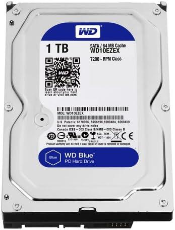 Western Digital 1TB Blue 3.5" SATA HDD 7200RPM Internal Desktop Hard Drive for PC/Mac - OEM - DRIVE ONLY - (WD10EZEX)