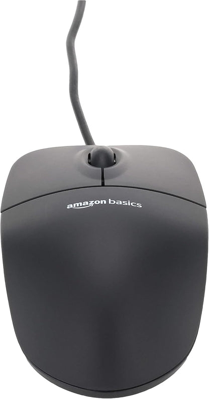 Basics 3-Button USB Wired Mouse with Scrolling and Tracking - Standard, Black