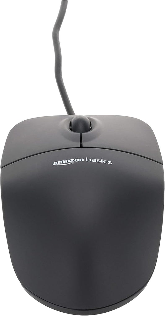 Basics 3-Button USB Wired Mouse with Scrolling and Tracking - Standard, Black