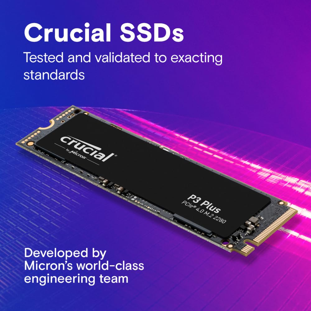 Crucial P3 Plus (500GB/1TB/2TB/4TB) PCIe Gen4 3D NAND NVMe M.2 SSD, up to 5000MB/s