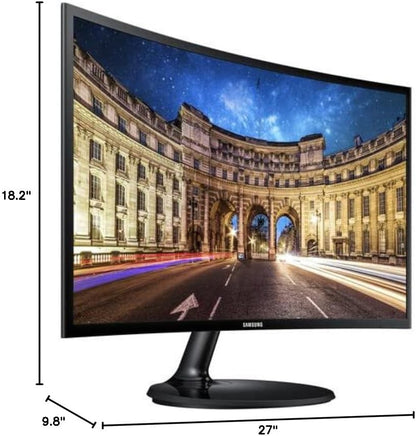 SAMSUNG 27 Inch Curved Computer Monitor, LC27F390FHNXZA LED 60Hz Full HD 1080P Gaming Slim Design for Home &Office, Wholesalehome Mouse Pad Included