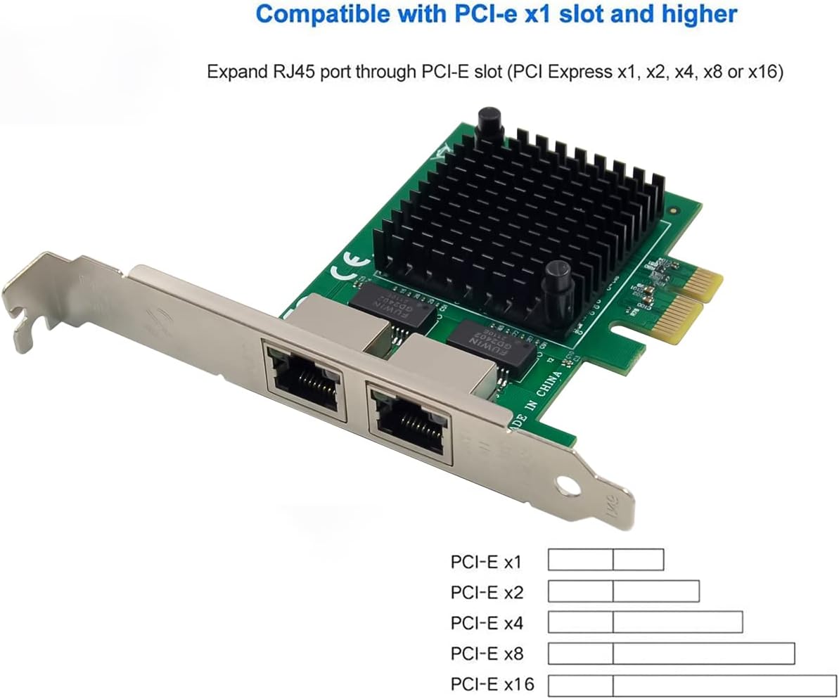 Dual PCIe 3.1 2.5GBase-T Network Adapter with Intel I225-V 2500/1000/100Mbps PCI Express Gigabit Ethernet NIC Card RJ45 LAN Controller for Windows 10/11 with Low Profile Bracket
