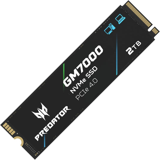 Predator M.2 SSD (500GB/1TB/2TB) GM7000 with DRAM Cache NVMe 1.4 2280 PCIe Gen4×4 Ultra high Speed (Maximum Read: 7400MB/s, max Write: 6700MB/s) 3D NAND TLC Internal SSD Compatible with PS5 Pro