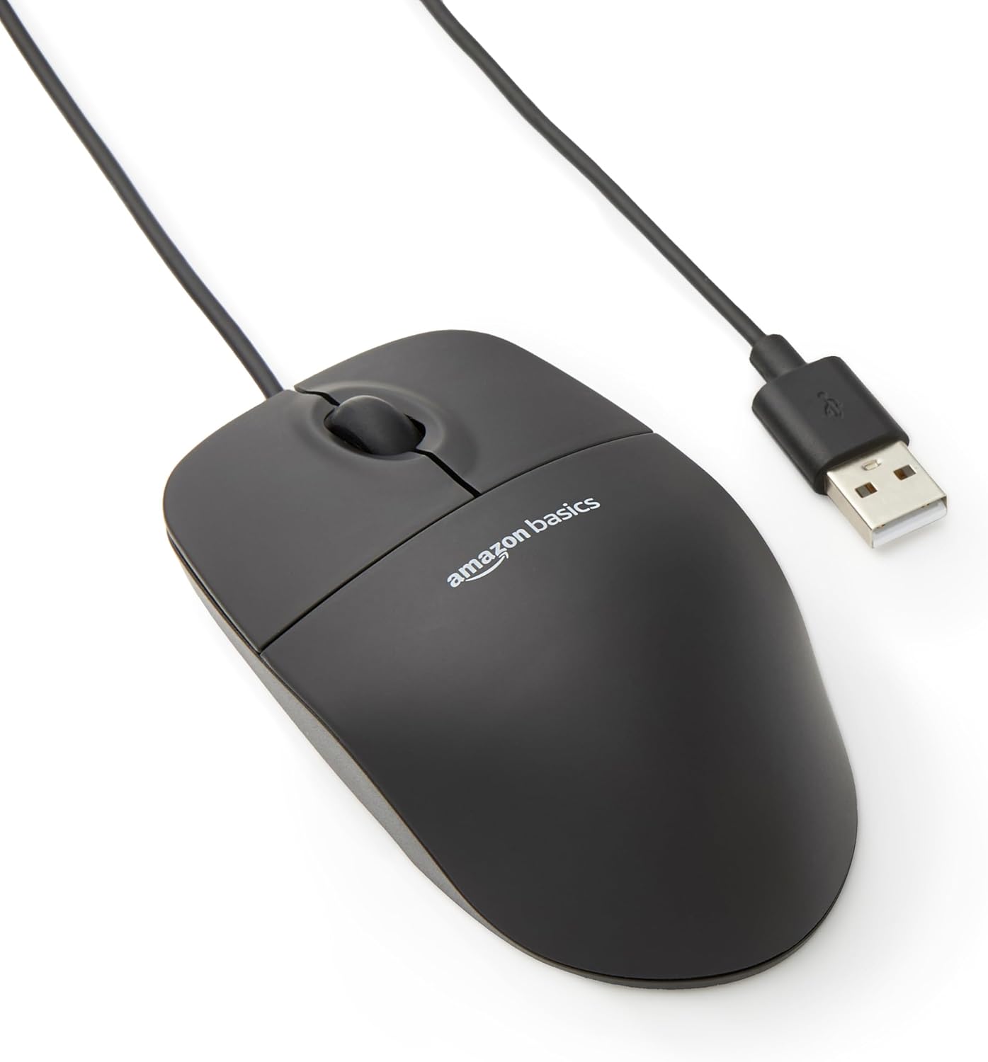 Basics 3-Button USB Wired Mouse with Scrolling and Tracking - Standard, Black