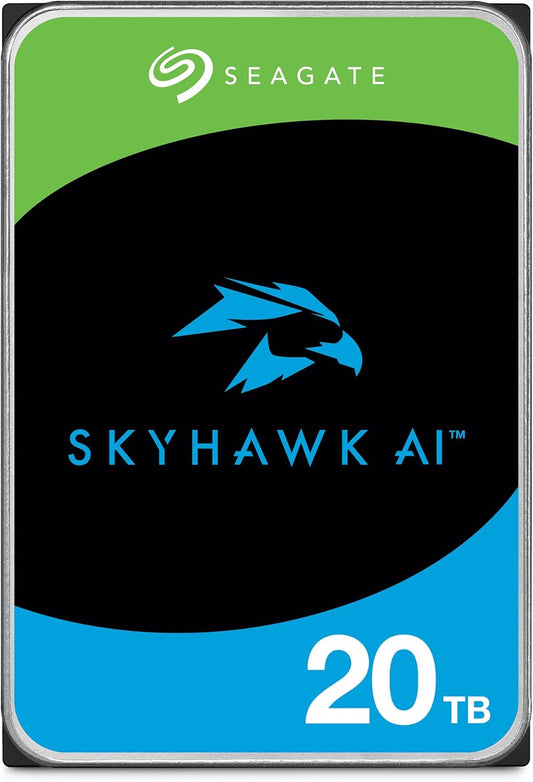 Seagate Skyhawk AI 20TB Video Internal Hard Drive HDD – 3.5 Inch SATA 6Gb/s 256MB Cache for DVR NVR Security Camera System with in-House Rescue Services [SURVEILLANCE AI] (ST20000VEZ02/002)
