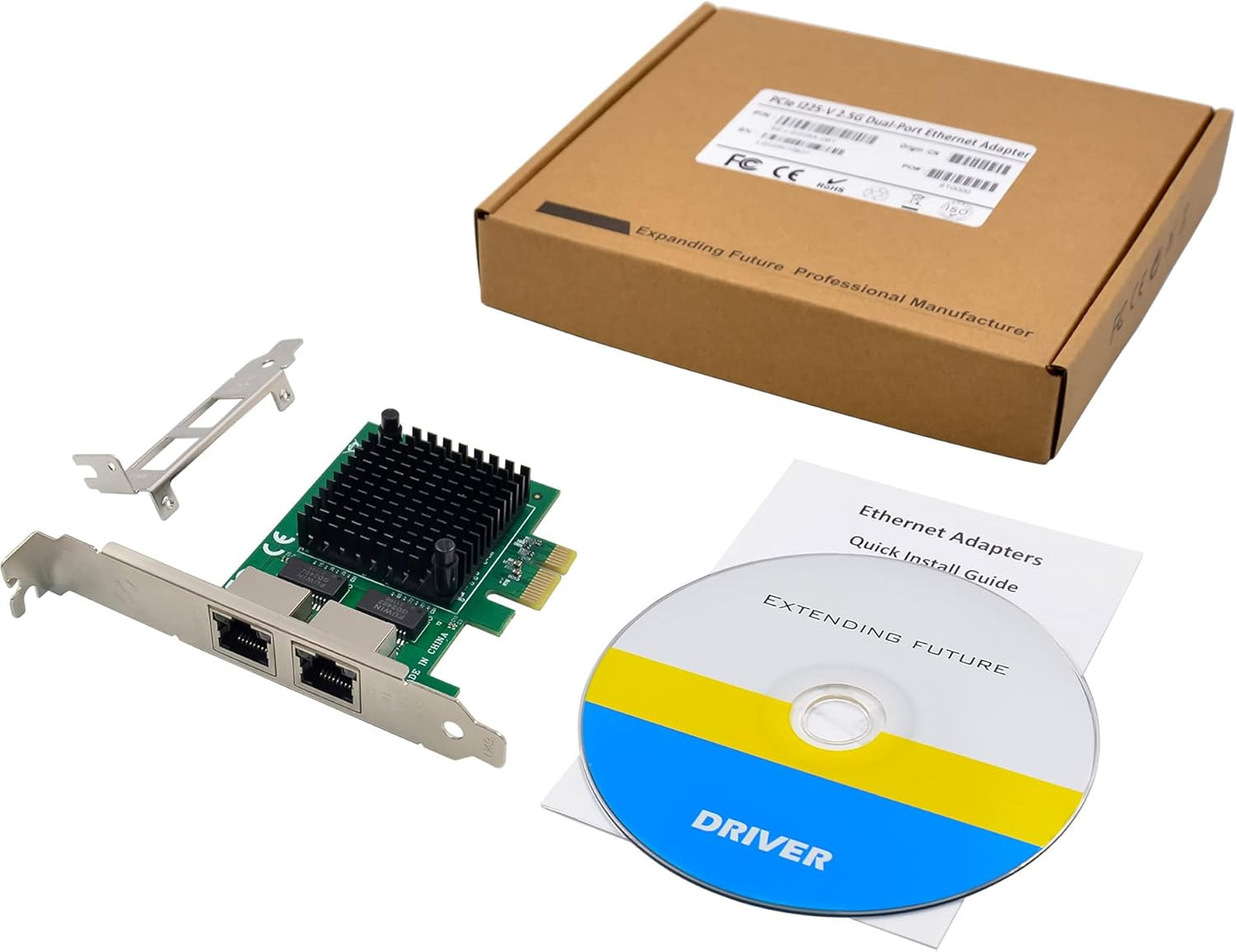 Dual PCIe 3.1 2.5GBase-T Network Adapter with Intel I225-V 2500/1000/100Mbps PCI Express Gigabit Ethernet NIC Card RJ45 LAN Controller for Windows 10/11 with Low Profile Bracket