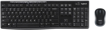Logitech MK270 Wireless Keyboard and Mouse Combo for Windows, 2.4 GHz, 8 Multimedia Keys, PC, Laptop, Wireless Keyboard Compact Mouse Combo - Black
