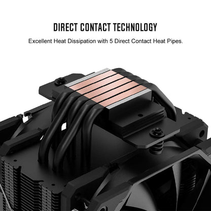 ID-COOLING SE-225-XT BLACK V2 CPU Cooler 5 Heatpipes CPU Air Cooler 2x120mm Push-Pull PWM Fans CPU Fan for Intel/AMD, LGA 1700 Compatible