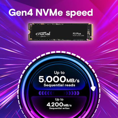 Crucial P3 Plus (500GB/1TB/2TB/4TB) PCIe Gen4 3D NAND NVMe M.2 SSD, up to 5000MB/s