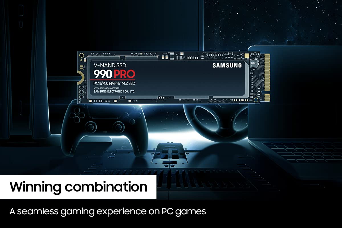 Samsung 990 PRO SSD (1TB/2TB/4TB) PCIe 4.0 M.2 2280 Internal Solid State Hard Drive, Seq. Read Speeds Up to 7,450 MB/s for High End Computing, Gaming, and Heavy Duty Workstations