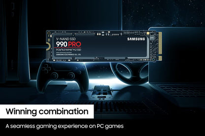 Samsung 990 PRO SSD (1TB/2TB/4TB) PCIe 4.0 M.2 2280 Internal Solid State Hard Drive, Seq. Read Speeds Up to 7,450 MB/s for High End Computing, Gaming, and Heavy Duty Workstations
