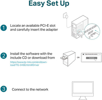 TP-Link 10/100/1000Mbps Gigabit Ethernet PCI Express Network Card (TG-3468), PCIE Network Adapter, Network Card, Ethernet Card for PC, Win10/11 supported