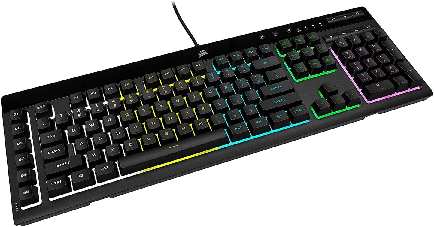 Corsair K55 RGB PRO Membrane Wired Gaming Keyboard – IP42 Dust and Spill-Resistant – 6 Macro Keys with Elgato Integration – iCUE Compatible – QWERTY NA – PC, Mac, Xbox – Black