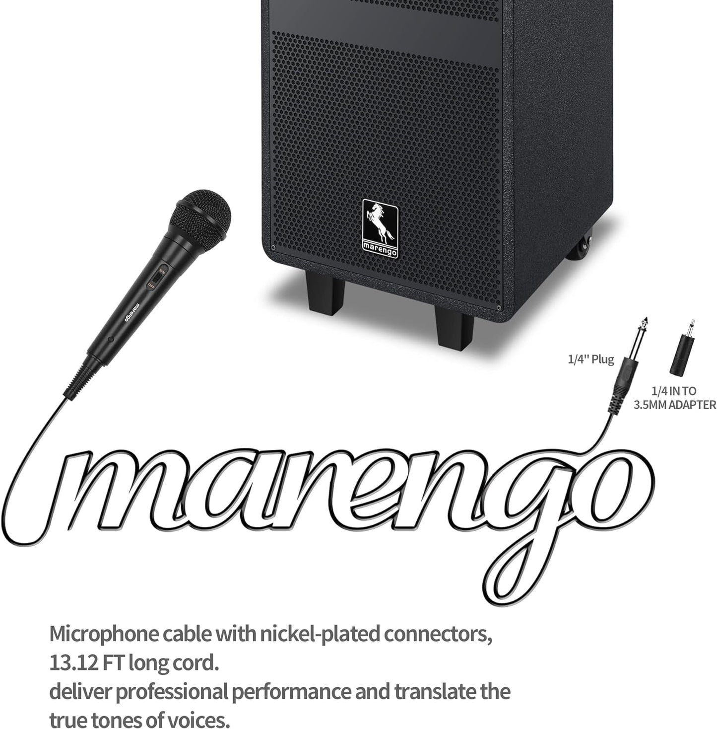 Marengo Handheld Wired Microphone, Cardioid Dynamic Vocal Mic with 13ft Cable and ON/Off Switch, Ideally Suited for Speakers, Karaoke Singing Machine, Amp, Mixer