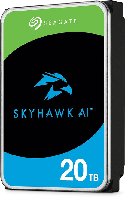 Seagate Skyhawk AI 20TB Video Internal Hard Drive HDD – 3.5 Inch SATA 6Gb/s 256MB Cache for DVR NVR Security Camera System with in-House Rescue Services [SURVEILLANCE AI] (ST20000VEZ02/002)