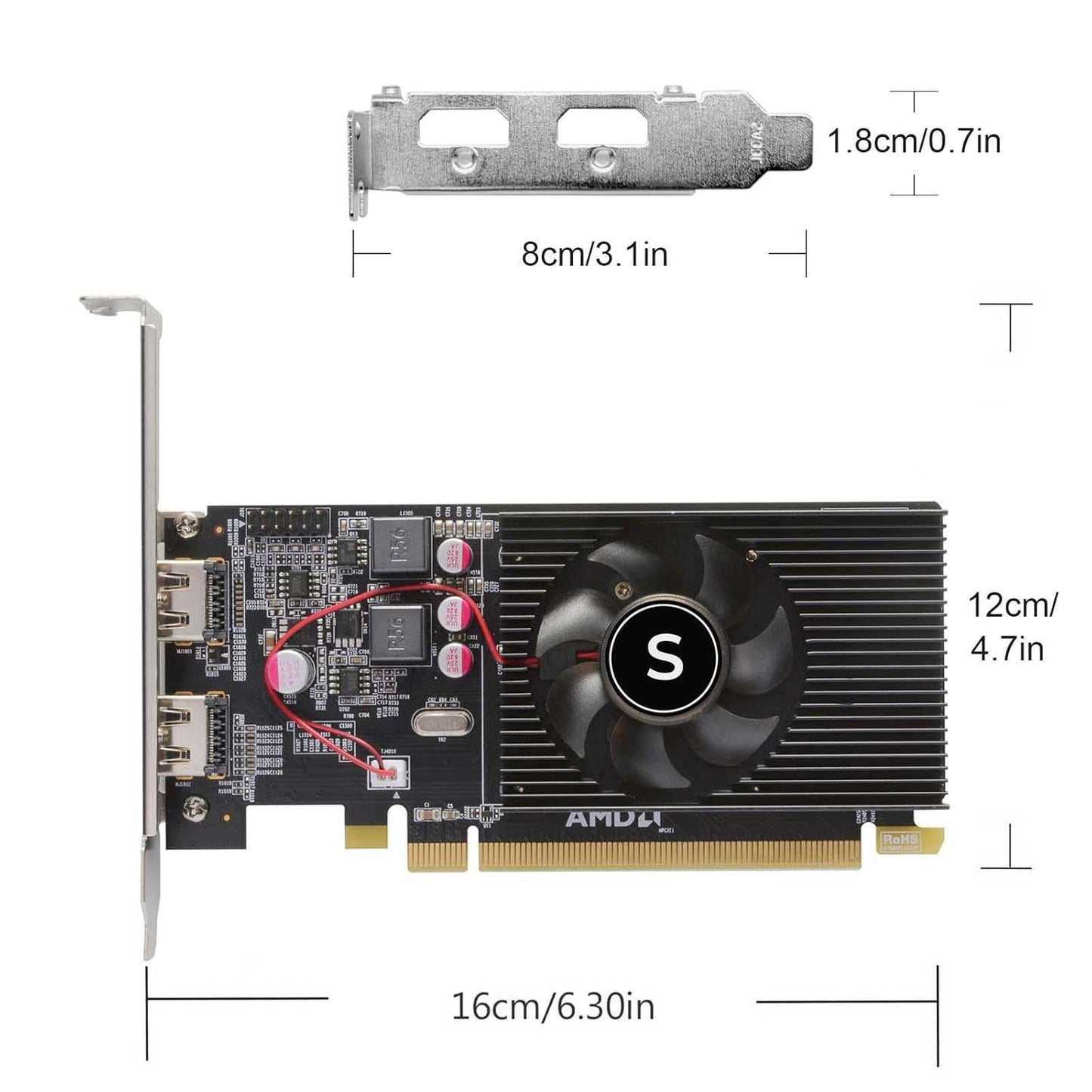 Radeon HD 6570 Graphics Card, Dual HDMI, 1G GDDR3 64-bit, Video Cards PC, Low Profile, Computer GPU, PCI Express x 16, 60W Low Power, Plug & Play, DirectX 11