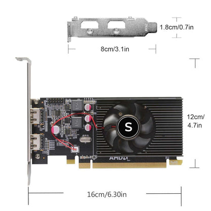 Radeon HD 6570 Graphics Card, Dual HDMI, 1G GDDR3 64-bit, Video Cards PC, Low Profile, Computer GPU, PCI Express x 16, 60W Low Power, Plug & Play, DirectX 11