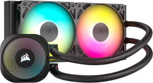 CORSAIR Nautilus 240 RS (ARGB or Non-RGB) Liquid CPU Cooler – 240mm AIO – Low-Noise – Direct Motherboard Connection – Daisy-Chain – Intel LGA 1851/1700, AMD AM5/AM4 – 2X RS120 ARGB Fans Included – Black
