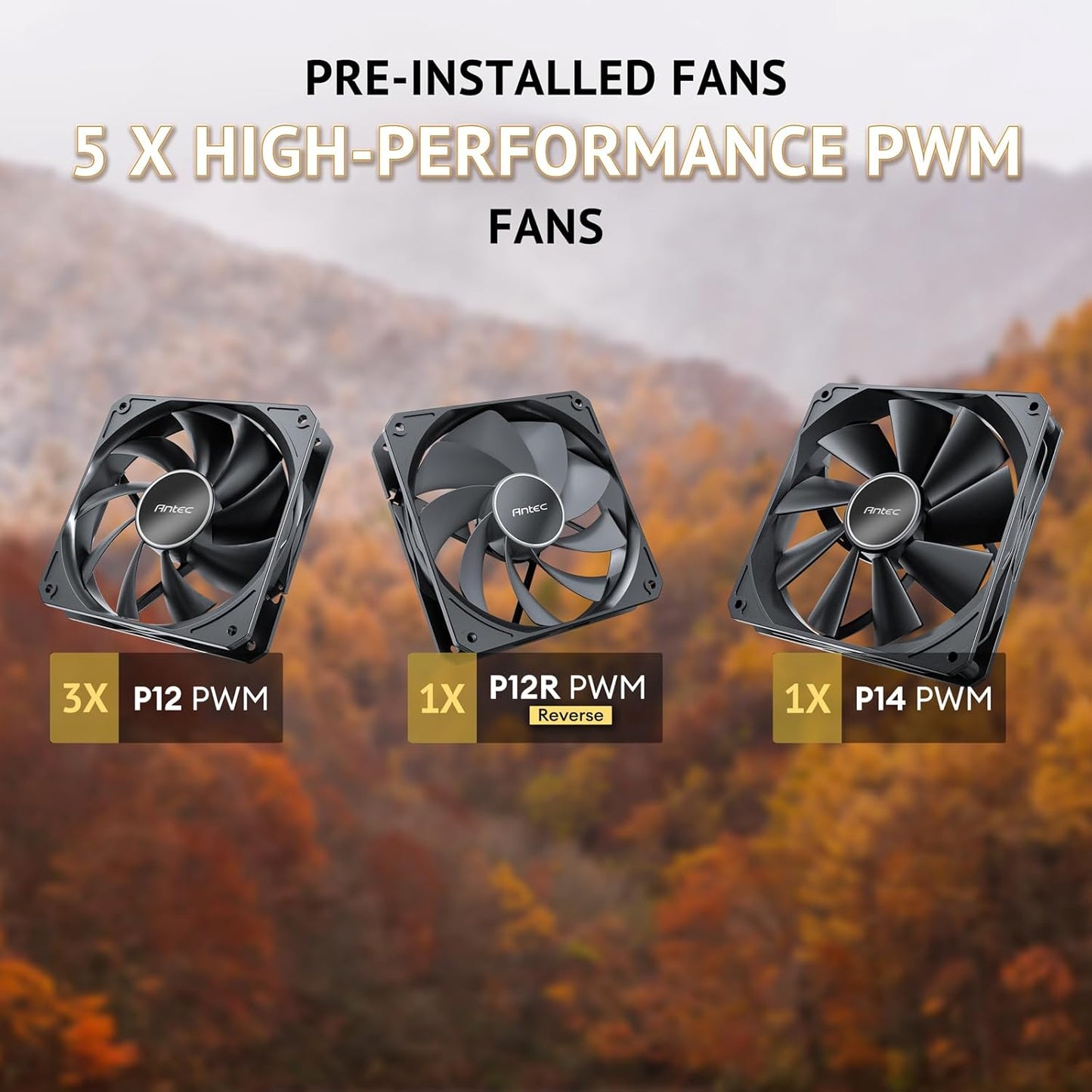 Antec Flux SE, Sound-Dampening Side Panels, 5 x PWM Fans Included, Front Panel with Walnut Wood, Type-C, 420mm Radiator& Back Connect Motherboard Support, Silent Case, Mid E-ATX Tower PC Case