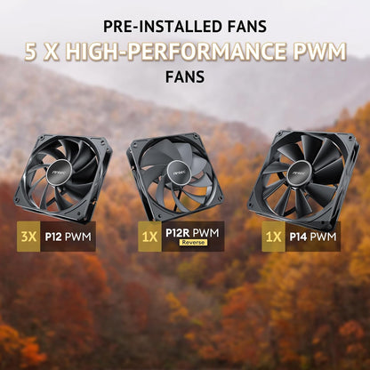 Antec Flux SE, Sound-Dampening Side Panels, 5 x PWM Fans Included, Front Panel with Walnut Wood, Type-C, 420mm Radiator& Back Connect Motherboard Support, Silent Case, Mid E-ATX Tower PC Case