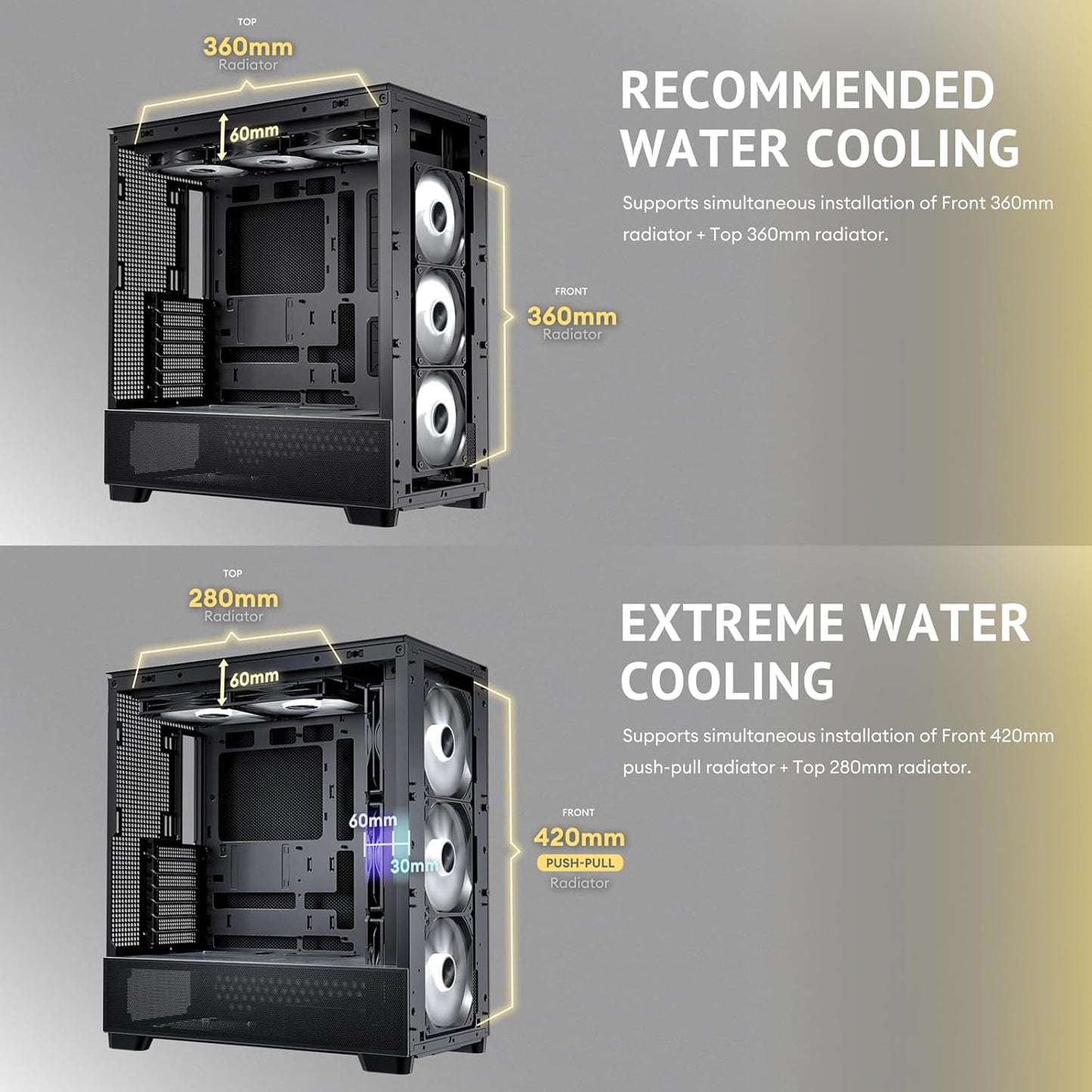 Antec Flux SE, Sound-Dampening Side Panels, 5 x PWM Fans Included, Front Panel with Walnut Wood, Type-C, 420mm Radiator& Back Connect Motherboard Support, Silent Case, Mid E-ATX Tower PC Case