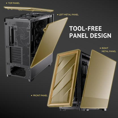 Antec Flux SE, Sound-Dampening Side Panels, 5 x PWM Fans Included, Front Panel with Walnut Wood, Type-C, 420mm Radiator& Back Connect Motherboard Support, Silent Case, Mid E-ATX Tower PC Case