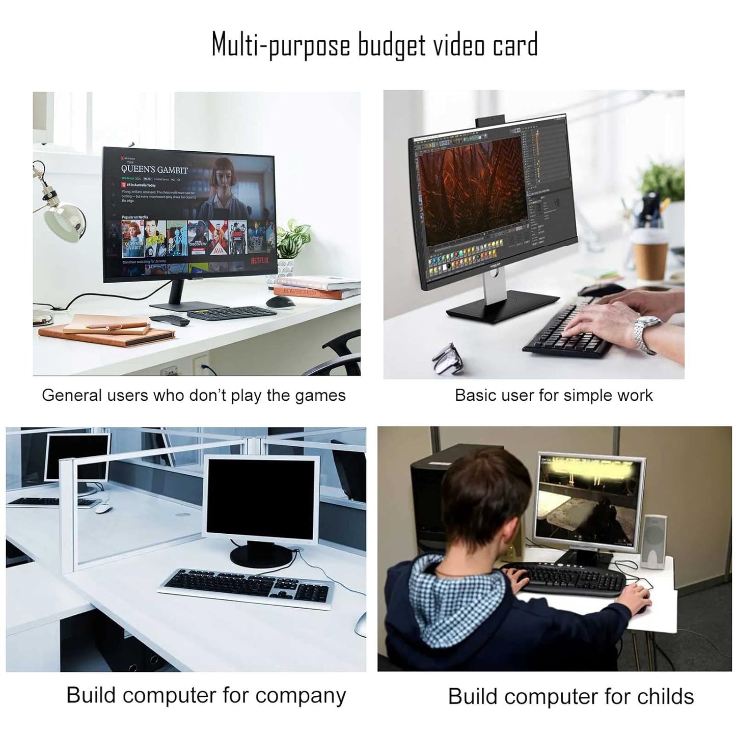 Radeon HD 5450 2GB Graphics Card, GDDR3 64-bit, HDMI DVI VGA, Low Profile, PCI Express x16, DirectX 11, Video Card PC, Computer GPU, Support 2 Monitors