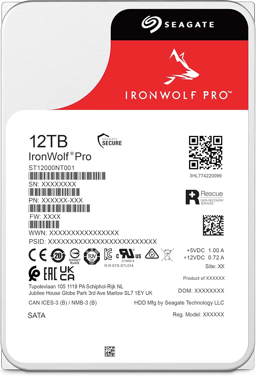Seagate IronWolf Pro (4TB up to 24TB) Enterprise NAS Internal HDD –CMR 3.5 Inch, SATA 6 Gb/s, 7,200 RPM, 256MB or 512MB Cache for RAID Network Attached Storage