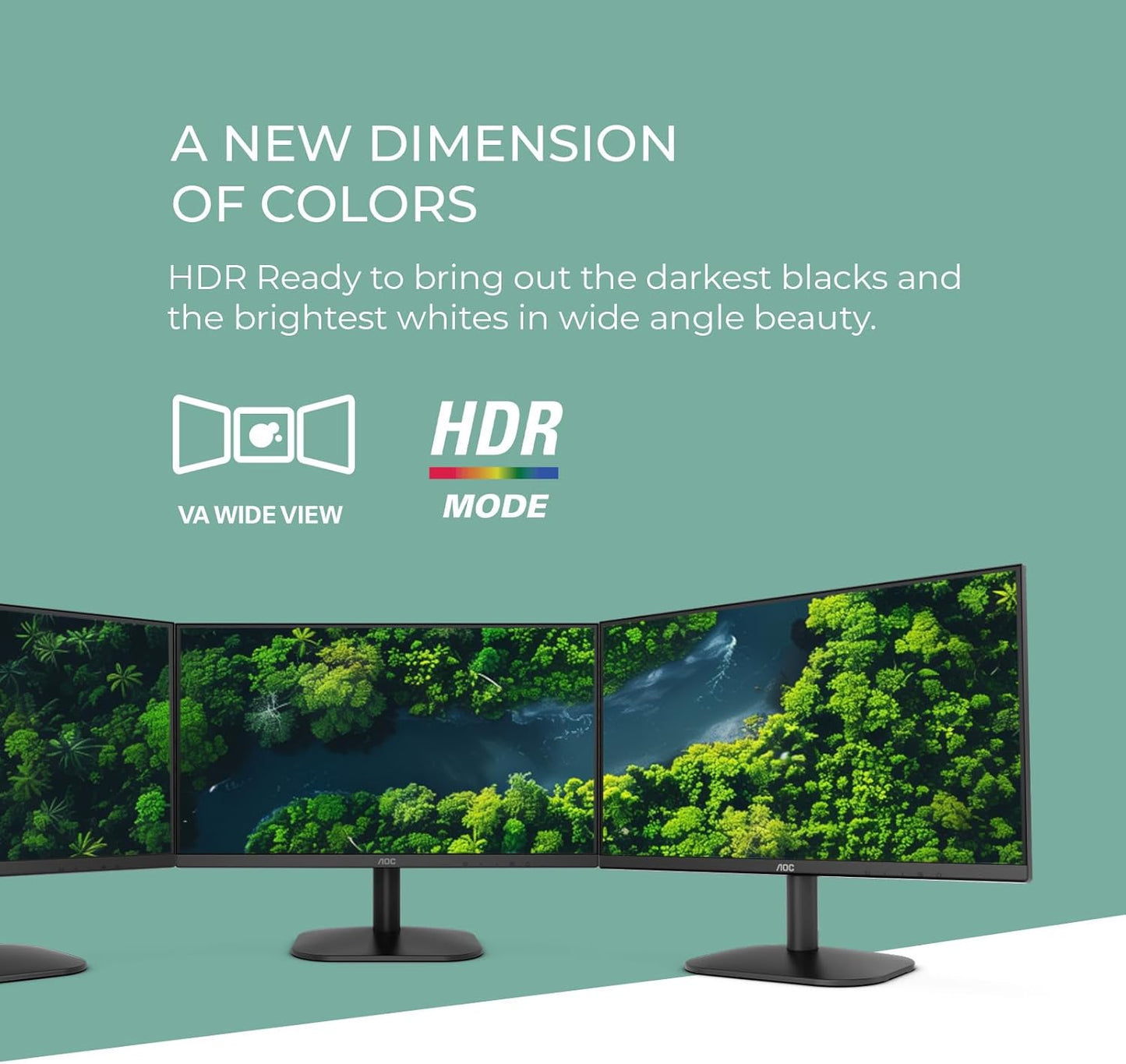 AOC 27B2H2 27” Frameless IPS Monitor, FHD 1920x1080, 100Hz, 101% sRGB, for Home and Office, HDMI x2, Low Blue Mode, VESA Compatible, Black