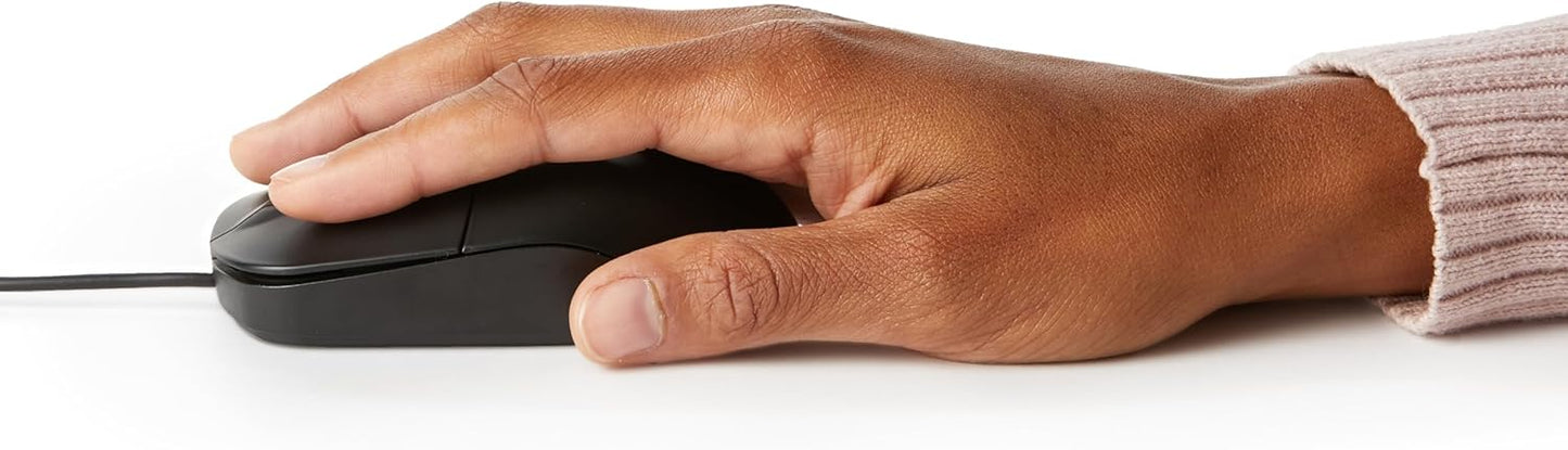 Basics 3-Button USB Wired Mouse with Scrolling and Tracking - Standard, Black