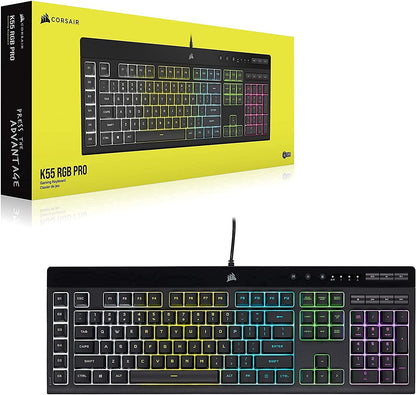 Corsair K55 RGB PRO Membrane Wired Gaming Keyboard – IP42 Dust and Spill-Resistant – 6 Macro Keys with Elgato Integration – iCUE Compatible – QWERTY NA – PC, Mac, Xbox – Black